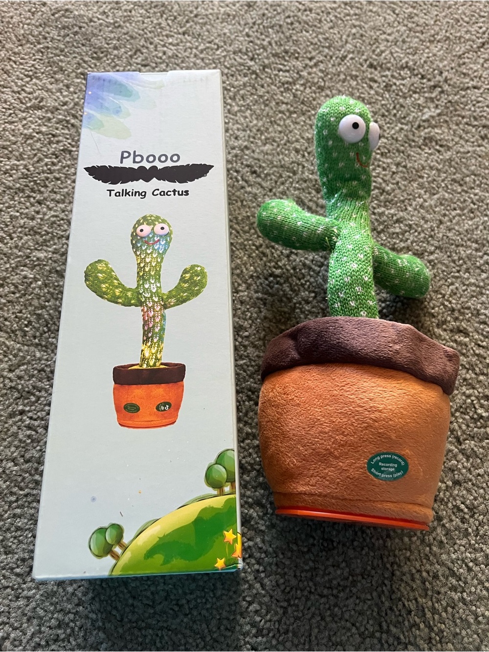 Green Talking Cactus Plush Planter